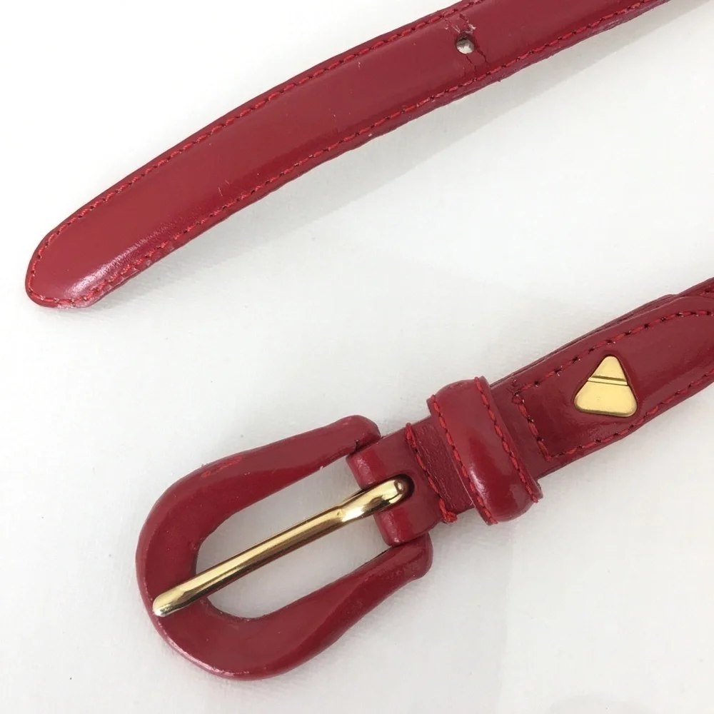 Vintage Liz Claiborne Thin Leather Belt Red VTG 80’s 90”s Women’s Size Small